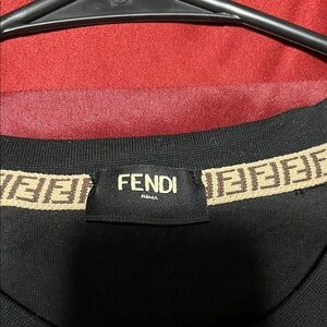 Fendi Black and Tan Logo T-Shirt